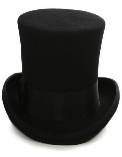Black Dress Hat 1920s Fedora Style - Men's Tall 100% Wool Dress Top Hat in Black 2   - from alligatorwarehouse.com
