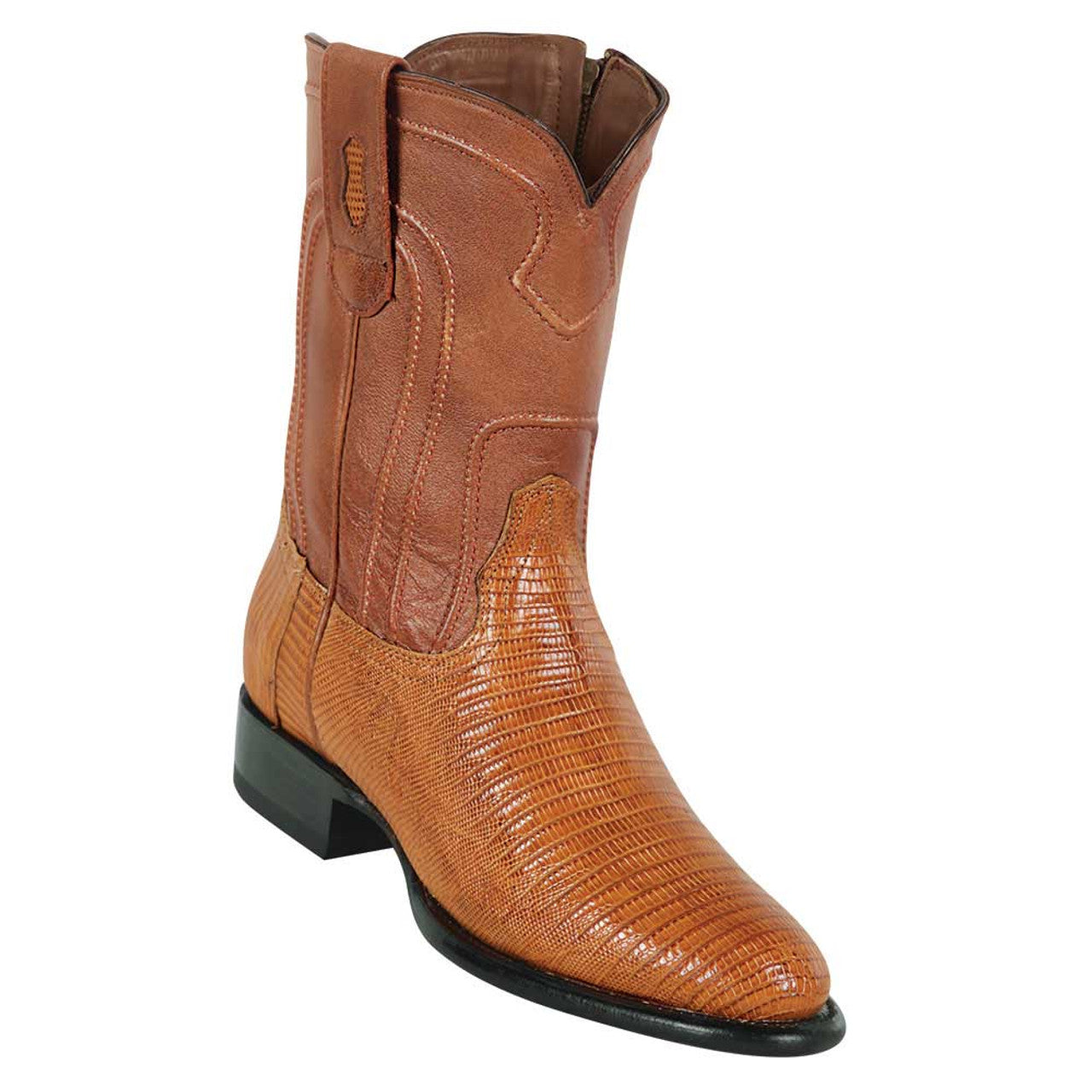 Los Altos Men's Genuine Lizard Teju Skin Saddle Zipper Roper Toe Boot 1   - from alligatorwarehouse.com