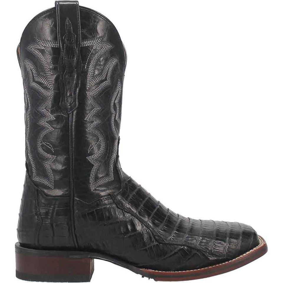 Dan Post Cowboy Certified Kingsly Caiman Square Toe Black Boot 6 DP4805_8_D  - from alligatorwarehouse.com