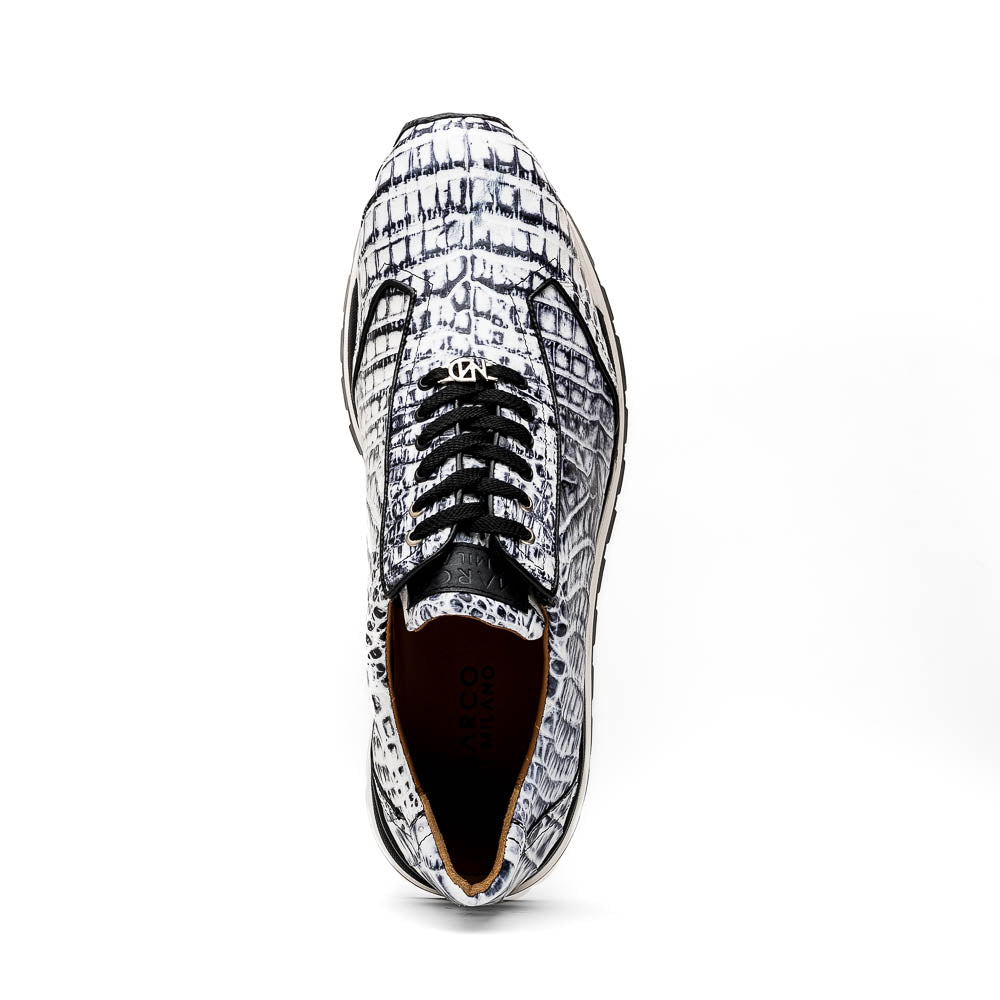 Marco Di Milano Alonzo Newspaper Genuine Caiman Crocodile Casual Sneakers 4 ALONZO_CAIMAN FUSCUS_NEWSPAPER_8  - from alligatorwarehouse.com