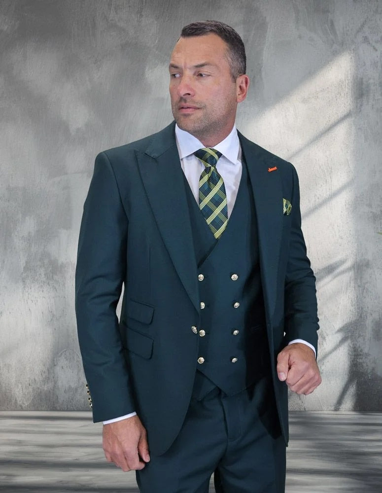 Statement Men's 3-Piece Fashion Suit – 100% Wool with Vibrant Bold Colors 3 AMIRI-BRICK-34S  - from alligatorwarehouse.com