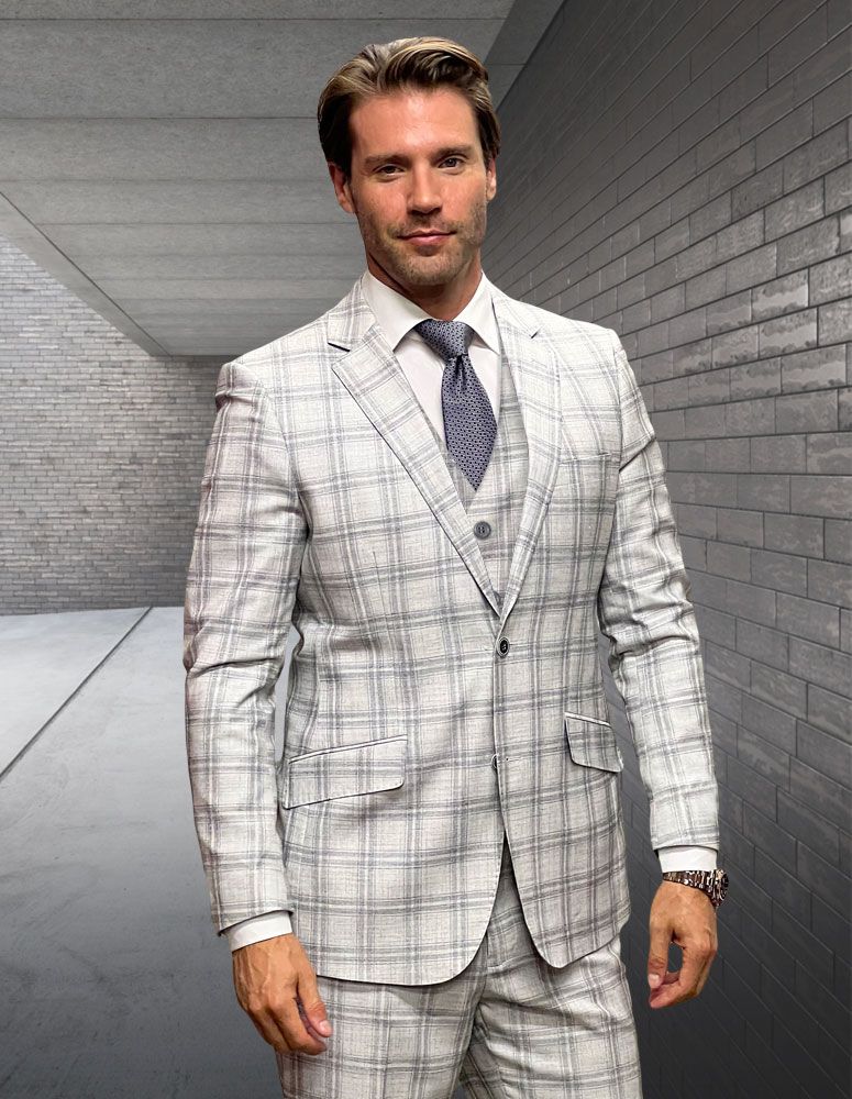 Statement Men's 3-Piece Fashion Suit – 100% Wool with Contemporary Modern Fit 2 ANGEL-1-BLACK-34S  - from alligatorwarehouse.com