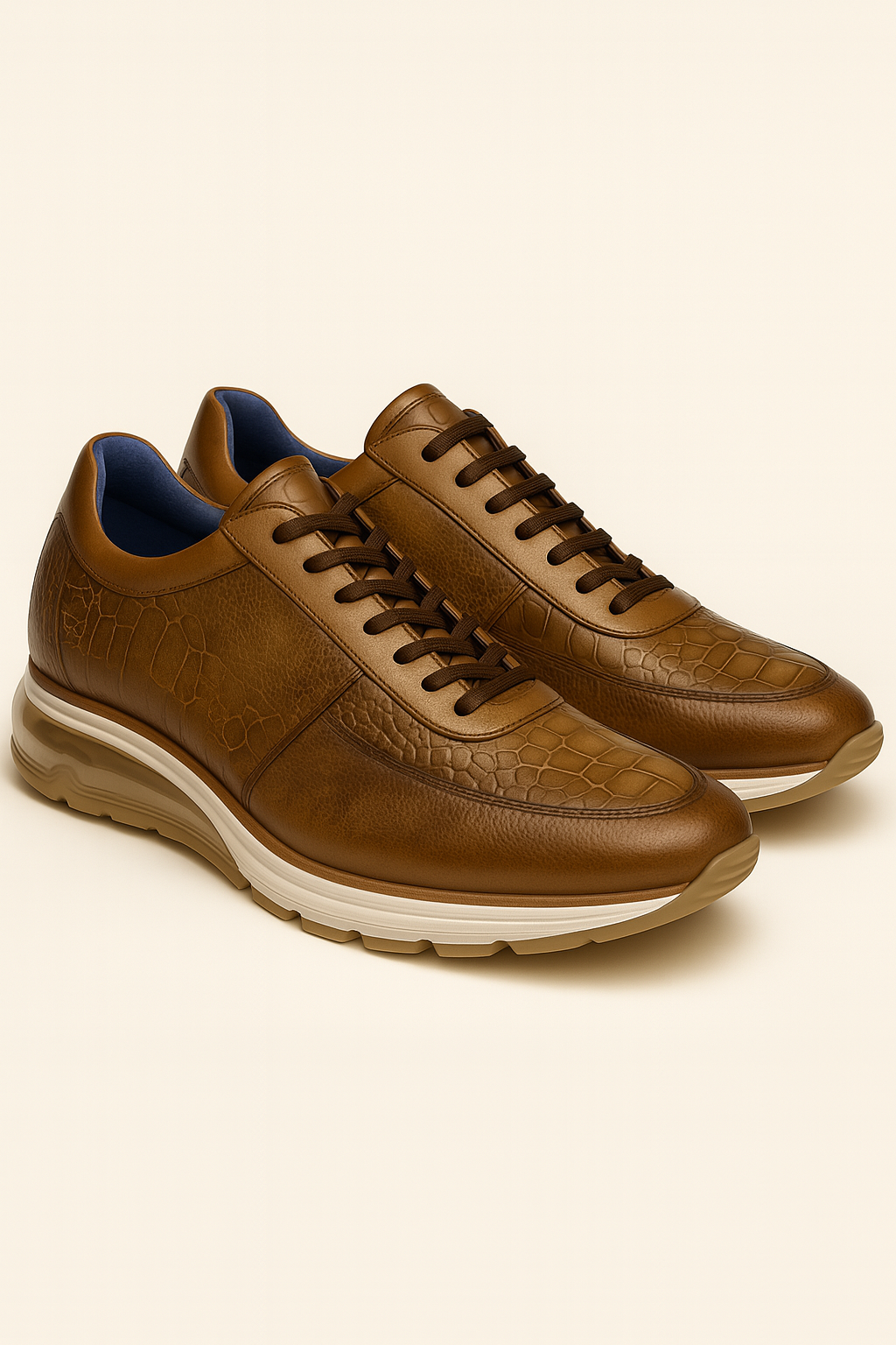 Belvedere Todd Men's Shoes Antique Brandy Exotic Genuine Ostrich Casual Sneakers 4 MEN E02 ANT. BRANDY-M-06  - from alligatorwarehouse.com