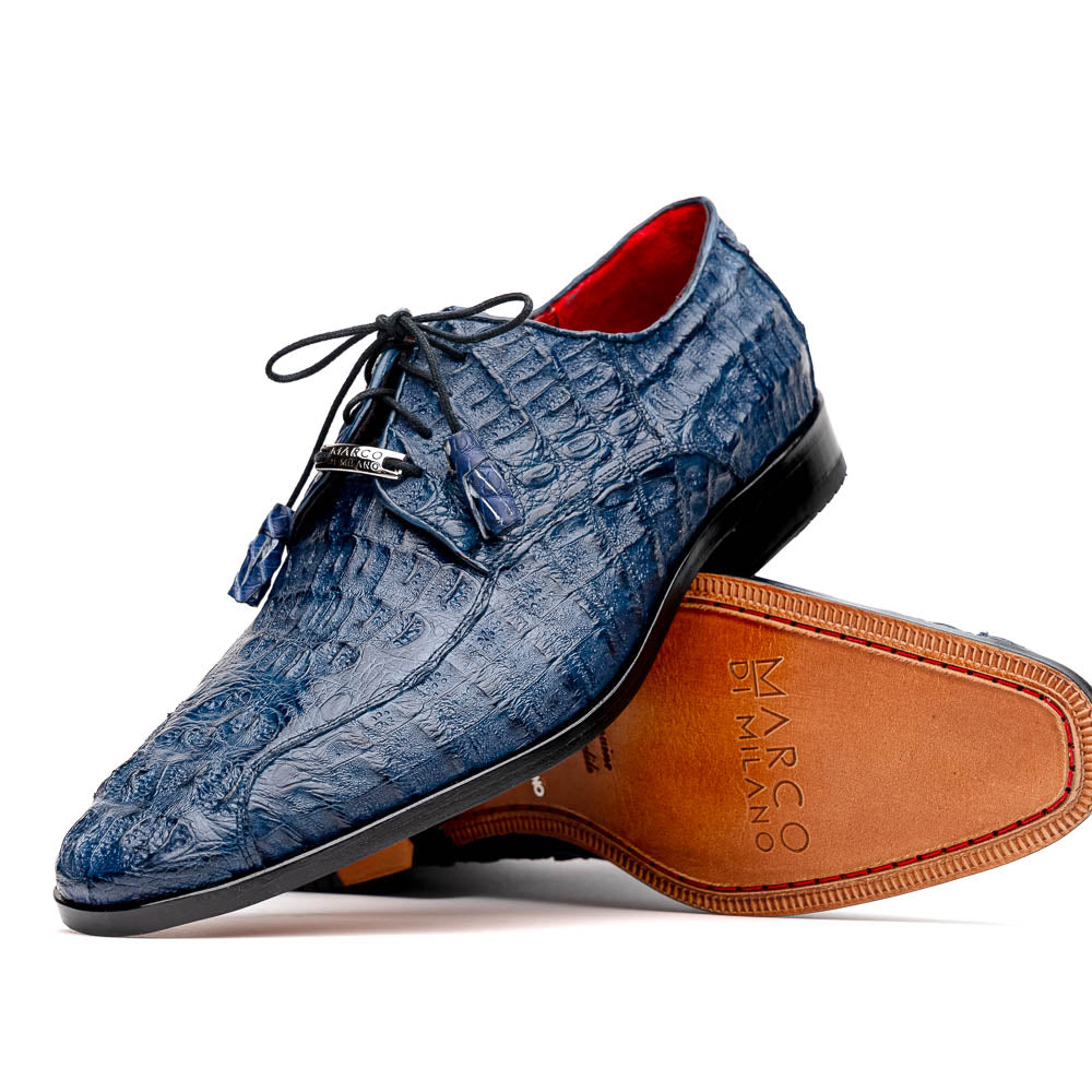 Marco Di Milano Apricena Caiman Crocodile Derby in Navy 2 APRICENA_CAIMAN FUSCUS_NAVY_8  - from alligatorwarehouse.com