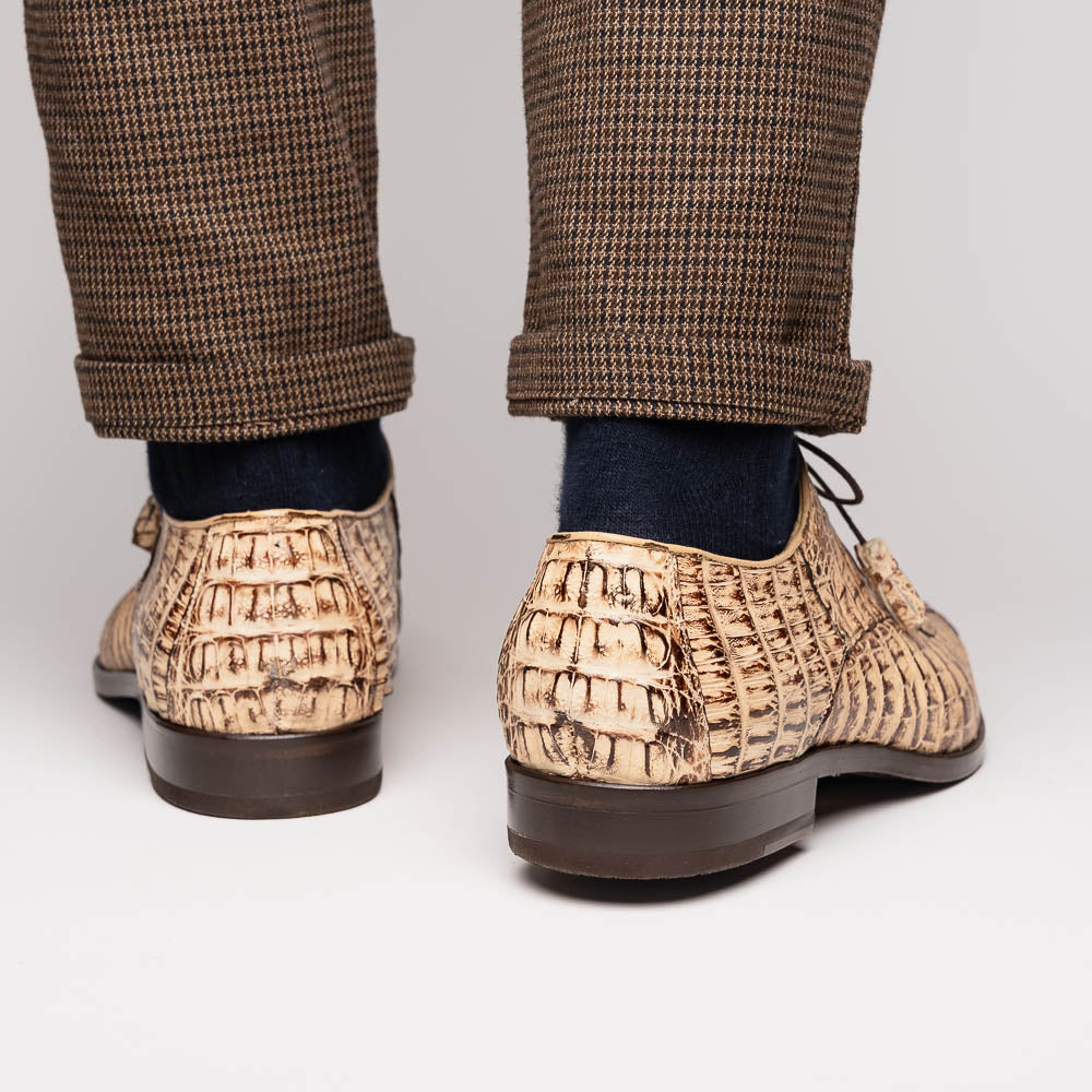 Marco Di Milano Apricena Caiman Crocodile Derby in Orix 6 APRICENA_CAIMAN FUSCUS_RUS ORIX_8  - from alligatorwarehouse.com