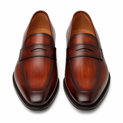 Avenue Rubber Sole Penny Cognac/Rust Men’s Loafer Shoes By Mezlan Made In Spain Brand