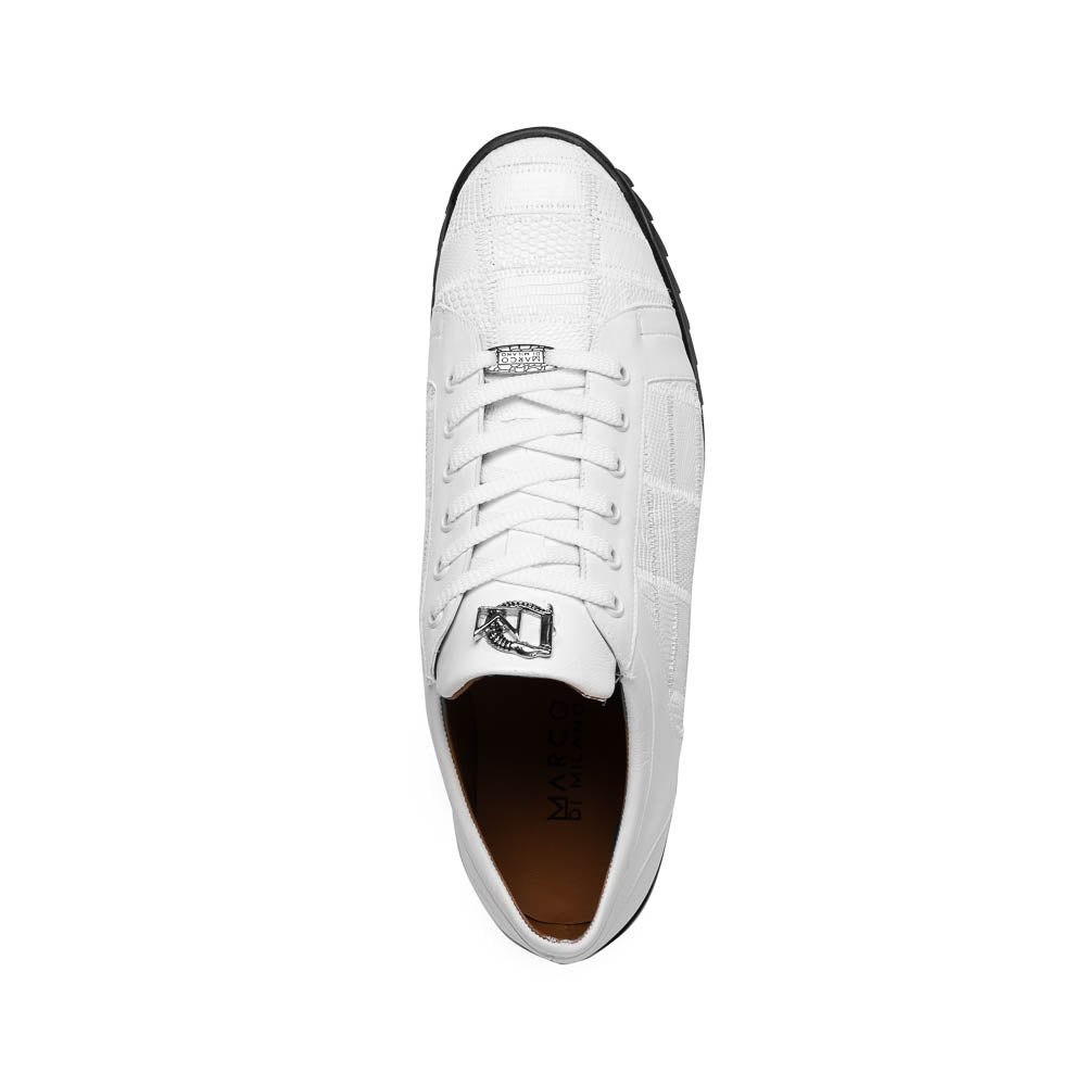 Marco Di Milano Bari Patchwork Lizard Sneakers in White 3 BARI_LIZARD RING_WITHE_9  - from alligatorwarehouse.com