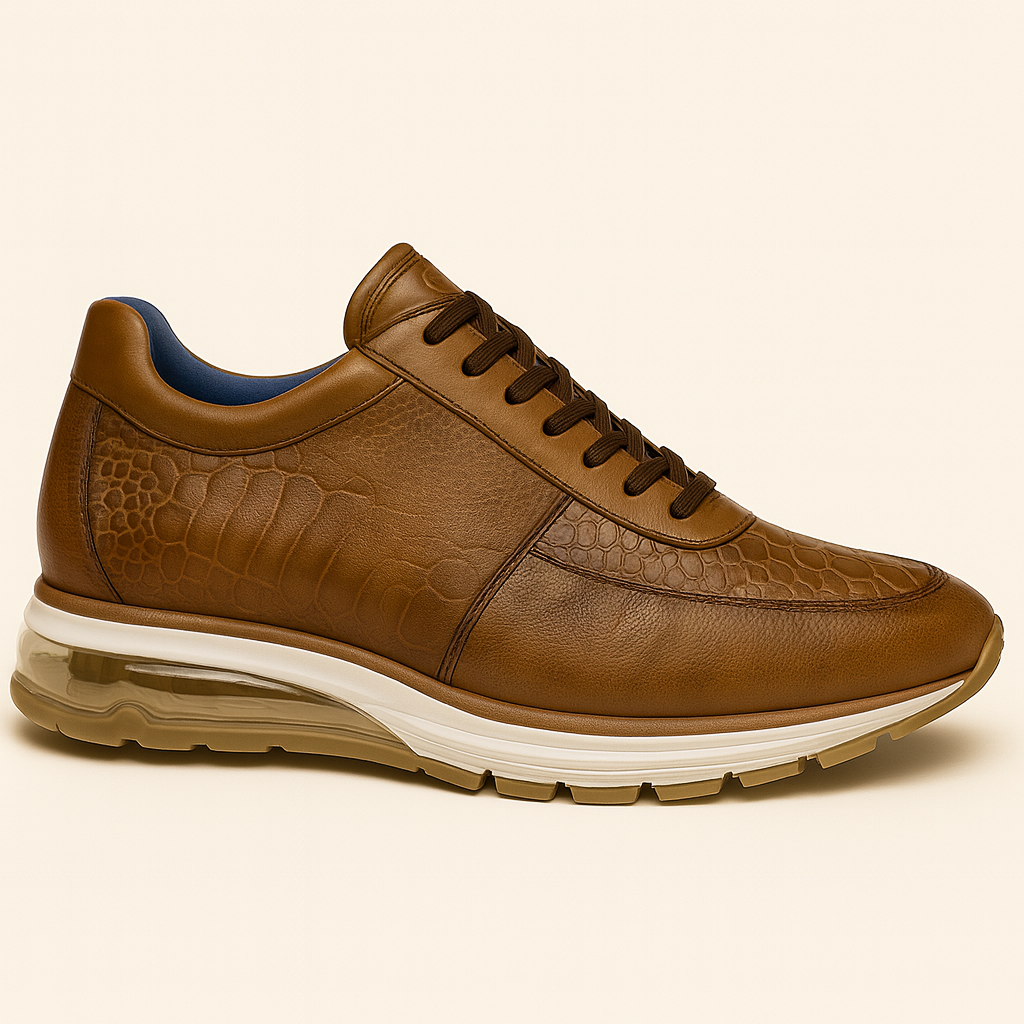 Belvedere Todd Men's Shoes Antique Brandy Exotic Genuine Ostrich Casual Sneakers 3 MEN E02 ANT. BRANDY-M-06  - from alligatorwarehouse.com