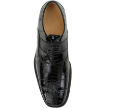 Belvedere Mare Black Genuine Eel And Ostrich Leg Shoes