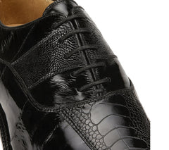 Belvedere Mare Black Genuine Eel And Ostrich Leg Shoes
