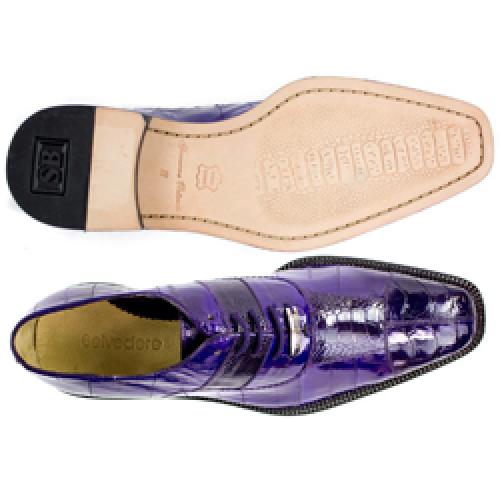 Belvedere Mare Purple Genuine Eel  Ostrich Leg Shoes 2 MEN 2P7 PURPLE-M-09.5  - from alligatorwarehouse.com