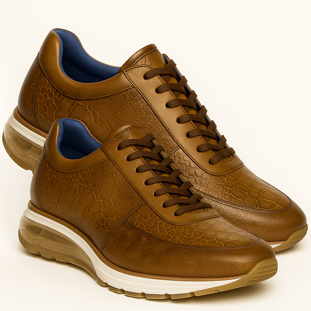 Belvedere Todd Men's Shoes Antique Brandy Exotic Genuine Ostrich Casual Sneakers 7 MEN E02 ANT. BRANDY-M-06  - from alligatorwarehouse.com