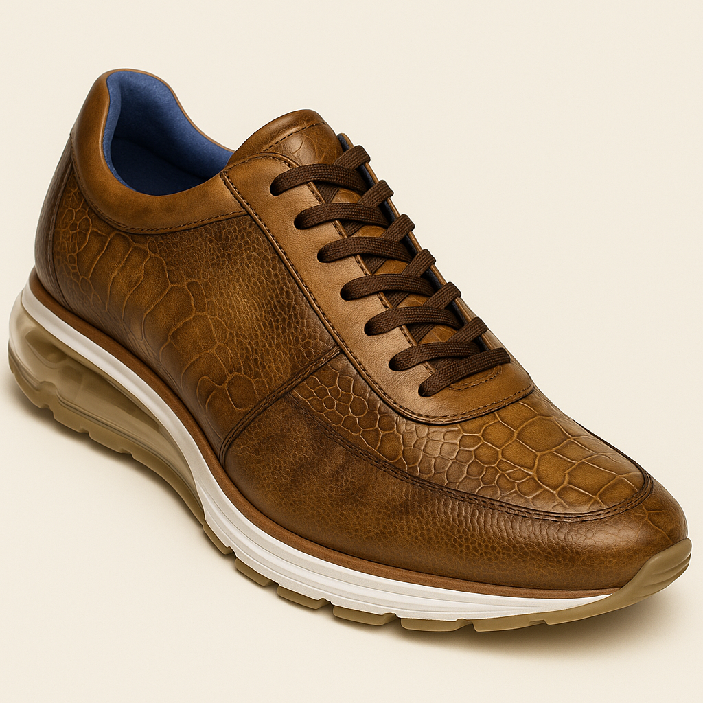 Belvedere Todd Men's Shoes Antique Brandy Exotic Genuine Ostrich Casual Sneakers 1 MEN E02 ANT. BRANDY-M-06  - from alligatorwarehouse.com