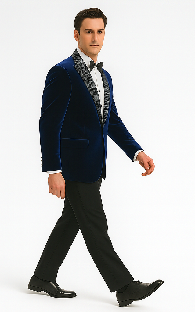 Big and Tall Velvet Blazer in Color Blue  - Sportcoat  Rhinestone-Embedded  Stacy Adams $179 4   - from alligatorwarehouse.com