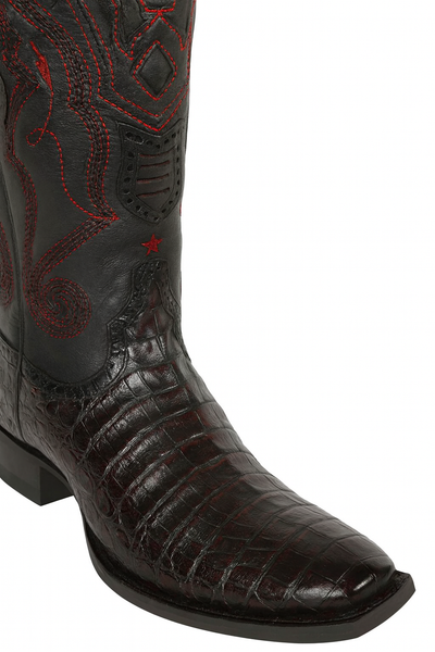 Black Cherry Caiman Cowboy Boots Snip Toe 7   - from alligatorwarehouse.com