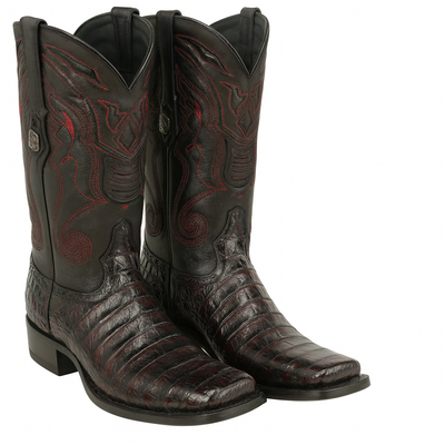 Black Cherry Caiman Cowboy Boots Snip Toe 9   - from alligatorwarehouse.com
