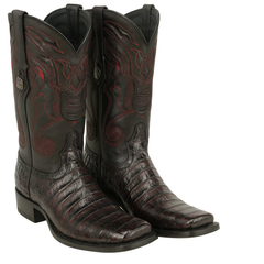 Black Cherry Caiman Cowboy Boots Snip Toe