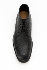 Los Altos Black Ostrich Quill Dress Ankle Boots