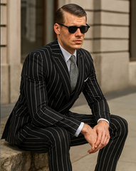 Black Pinstripe Suit - Gangster Suit - 1920's Suit