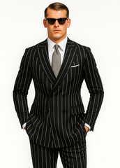 Black Pinstripe Suit - Gangster Suit - 1920's Suit