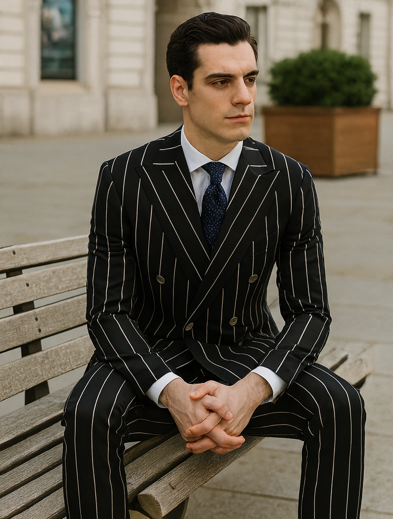 Black Pinstripe Suit - Gangster Suit - 1920's Suit - Double Breasted Suit 4   - from alligatorwarehouse.com