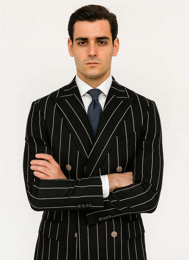 Black Pinstripe Suit - Gangster Suit - 1920's Suit - Double Breasted Suit 5   - from alligatorwarehouse.com