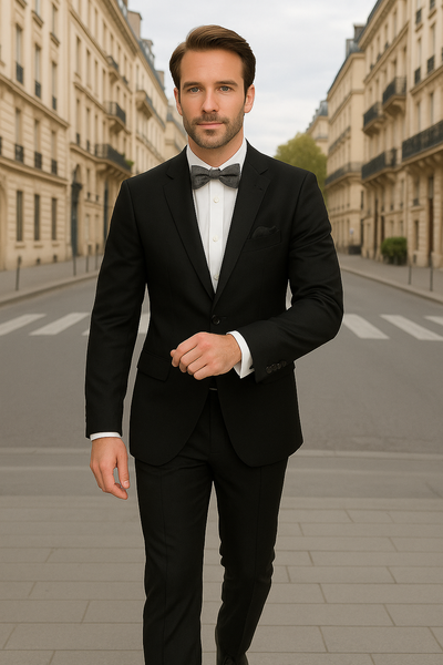 Wool Suit - Italian Made Business Suit by Statement Men's 2 Piece 100% Wool Modern Fit Suit - Subtle Texture