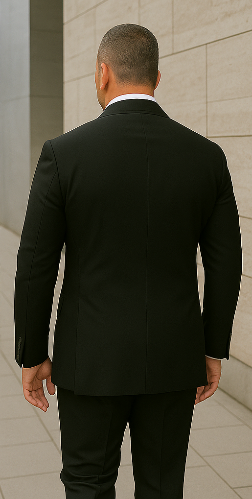 Wool Suit - Italian Made Business Suit by Statement Men's 2 Piece 100% Wool Double Breasted Suit - Micro Windowpane 3 DBSALOTE_Black_38R  - from alligatorwarehouse.com