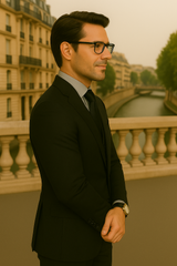 Wool Suit - Italian Made Business Suit by Statement Men's 3 Piece 100% Wool Modern Fit Suit - Micro Checker Pattern