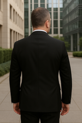 Wool Suit - Italian Made Business Suit by Statement Men's 3 Piece 100% Wool Fashion Suit - Herringbone Stripes