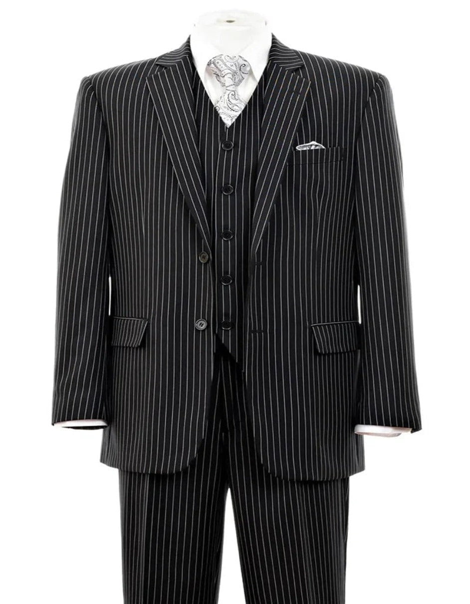 1920s Mens Suit - 1920s Mens Outfit - 1920s costume Bold Pinstripe Black Suit Black Prom Tuxedos