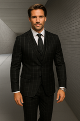 Wool Suit - Italian Made Business Suit by Statement Men's 3 Piece 100% Wool Fashion Suit - Modern Fit