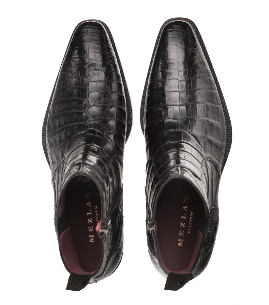 Mezlan Blackmore Crocodile Dress Boots Black (4715-F)
