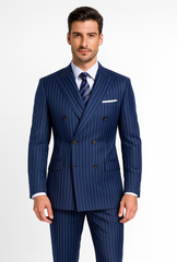 Royal Blue Pinstripe Suit - Gangster Suit - 1920's Suit - Double Breasted Suit