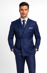 Royal Blue Pinstripe Suit - Gangster Suit - 1920's Suit - Double Breasted Suit
