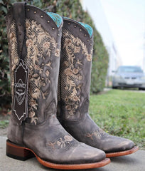 Botas de Cuero Lijado para Mujer en Horma Rodeo Color Choco