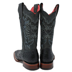 Botas de Avestruz Original en Punta Cuadrada para Dama LAB-3220305