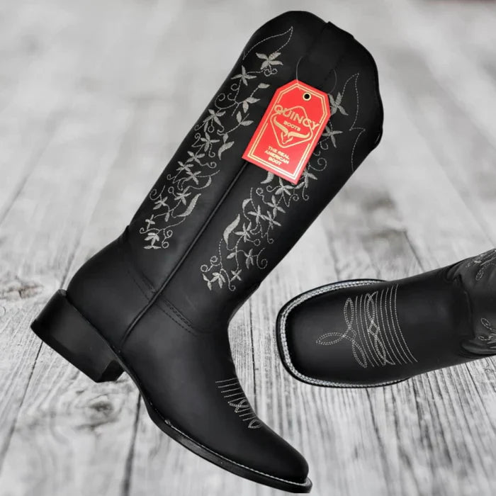 Botas de Cuero con Flores para Mujer en Horma Rodeo