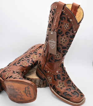 Botas de Cuero Corte Laser para Mujer en Horma Rodeo