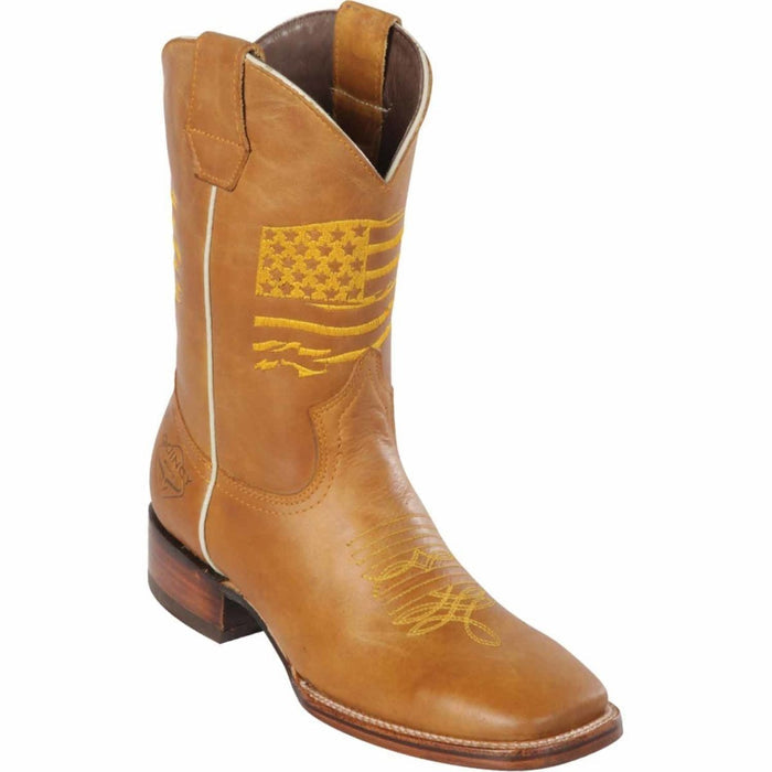 Botas de Cuero Grasso Bandera USA Horma Rodeo Cuadrada