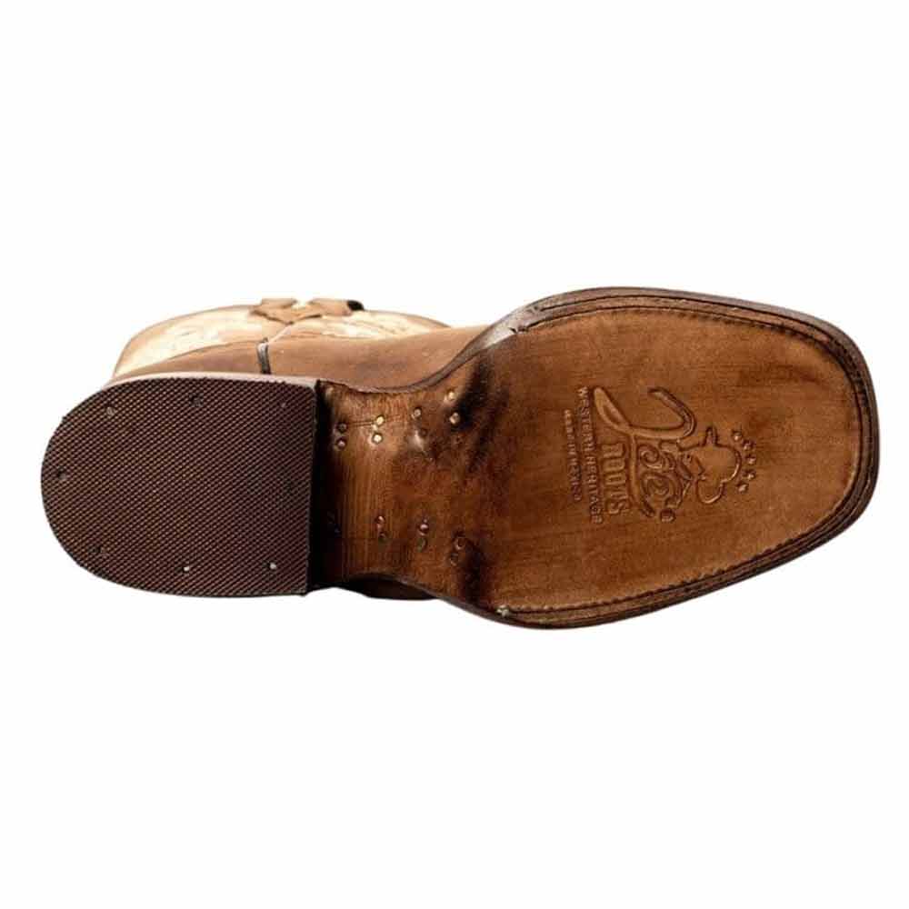 Botas de Cuero Horma Rodeo para Mujer Color Cafe con Girasoles JB-1501CAF