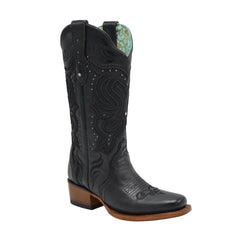 Botas de Cuero Horma Rodeo para Mujer Color Negro JB-STEPHANIEBLACK
