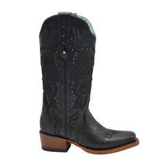Botas de Cuero Horma Rodeo para Mujer Color Negro JB-STEPHANIEBLACK