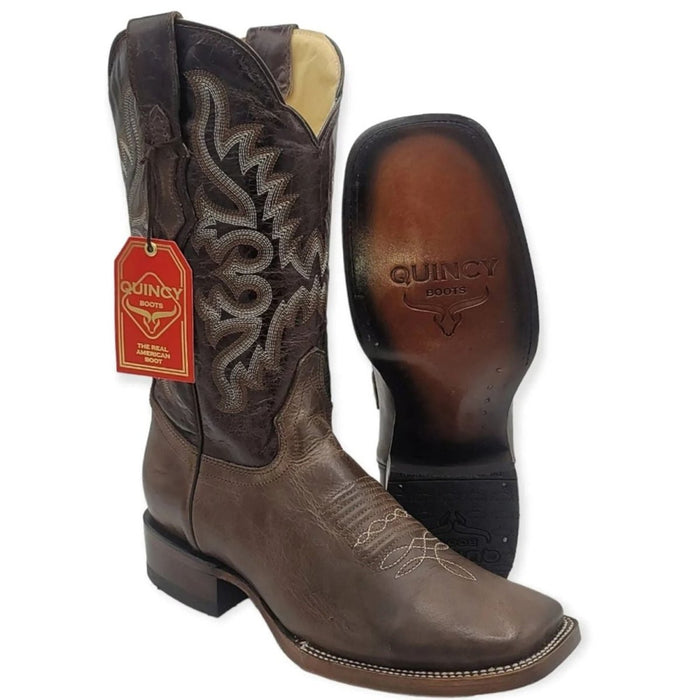 Botas de Cuero Napa Horma Rodeo Cuadrada Color Cafe