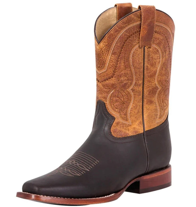 Botines Charros Quincy de Gamuza Punta Cuadrada y Suela de Hule Tan