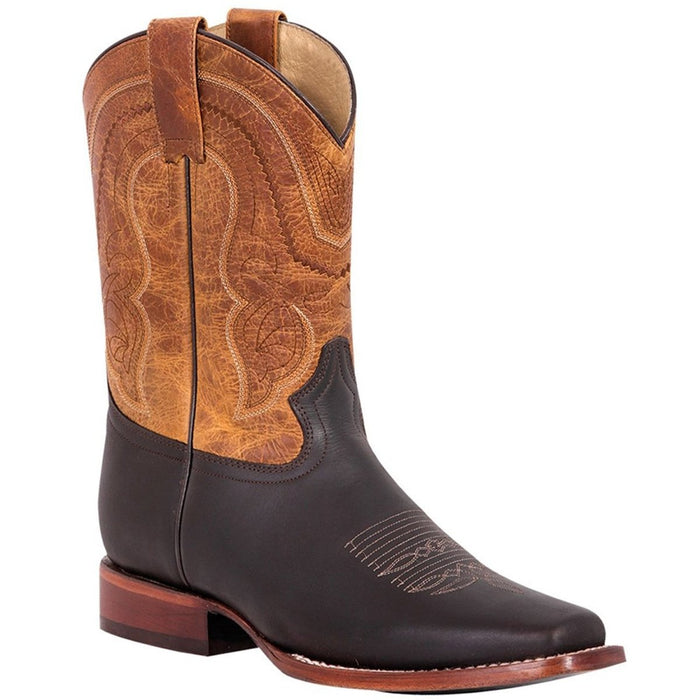 Botines Charros Quincy de Gamuza Punta Cuadrada y Suela de Hule Tan 2   - from alligatorwarehouse.com