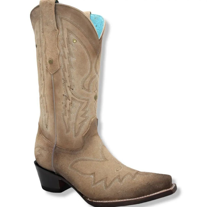 Botas de Gamuza Original para Mujer en Punta Recortada Arena