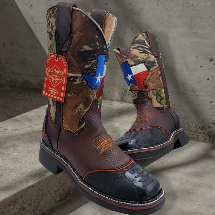 Botas de Trabajo con Bandera de Texas con Casco de Acero