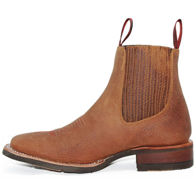 Botin Charro Quincy con Punta Cuadrada y Suela de Hule