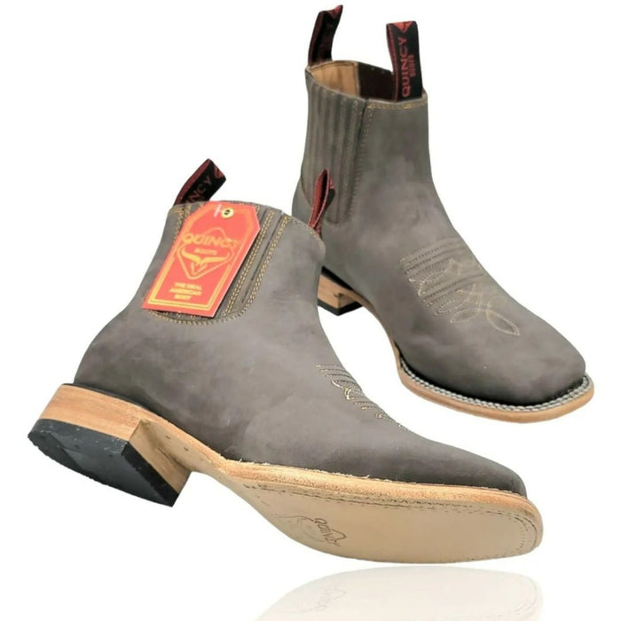 Botin Charro Quincy de Gamuza (Nobuck) con Punta Cuadrada Gris 1   - from alligatorwarehouse.com
